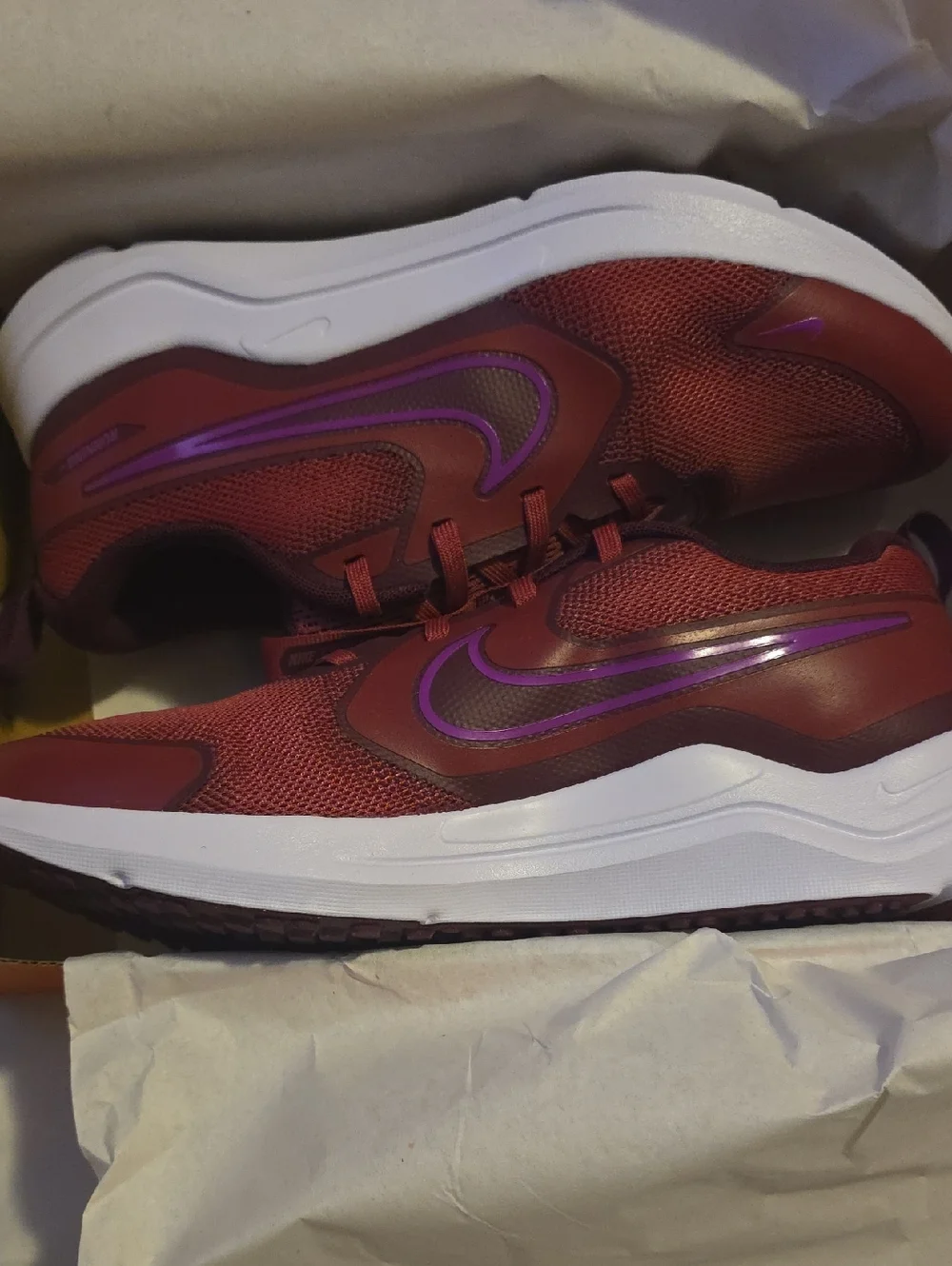 Nike Maroon Running Shoe with Pink Swoosh